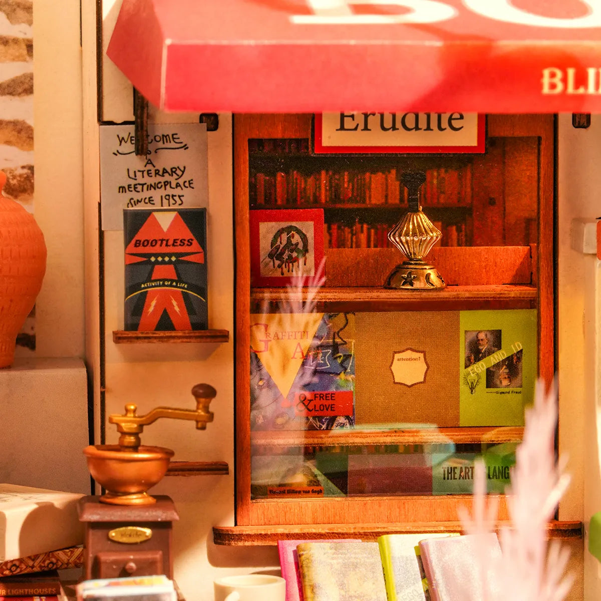 Rolife Corner Bookstore DIY Miniature Kit