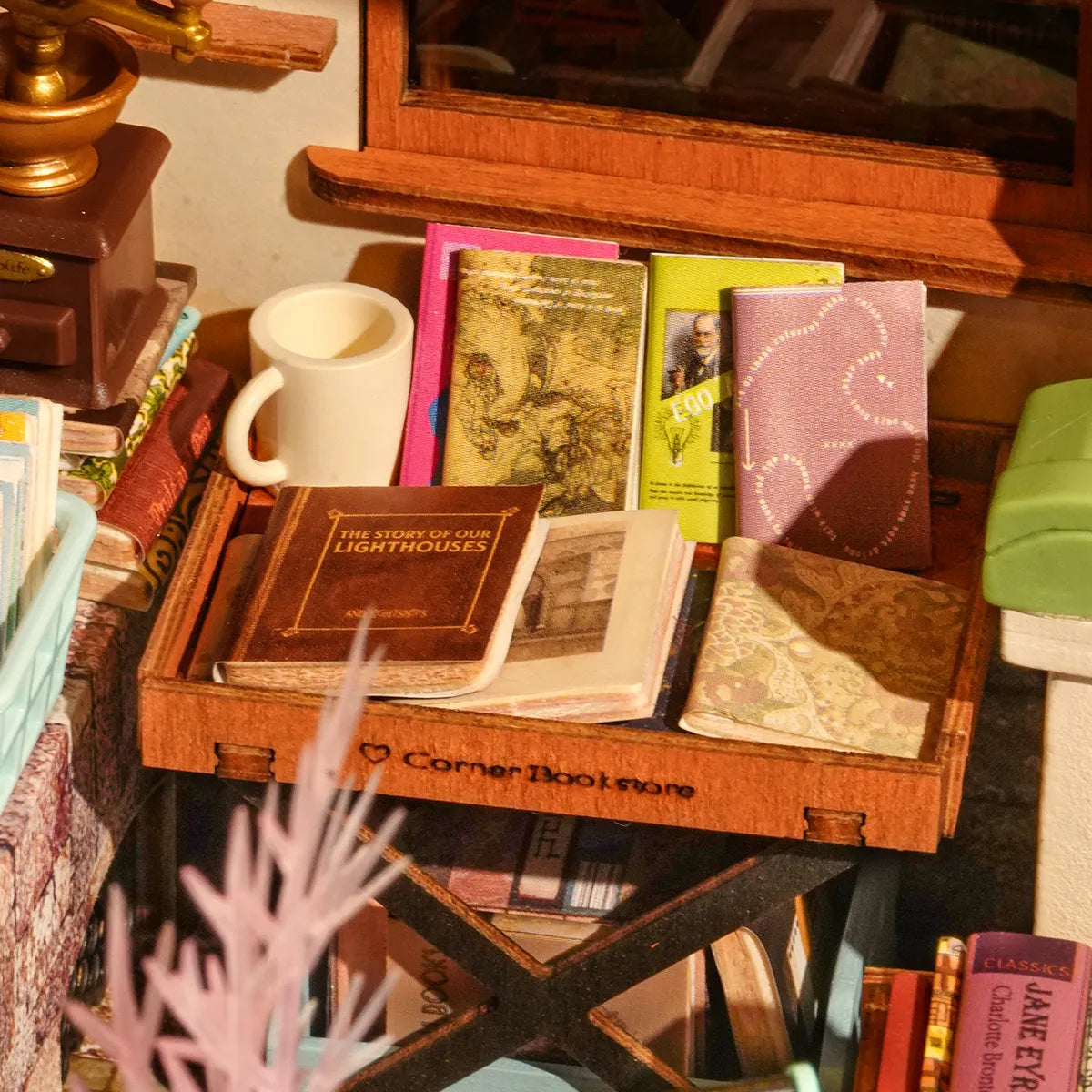 Rolife Corner Bookstore DIY Miniature Kit
