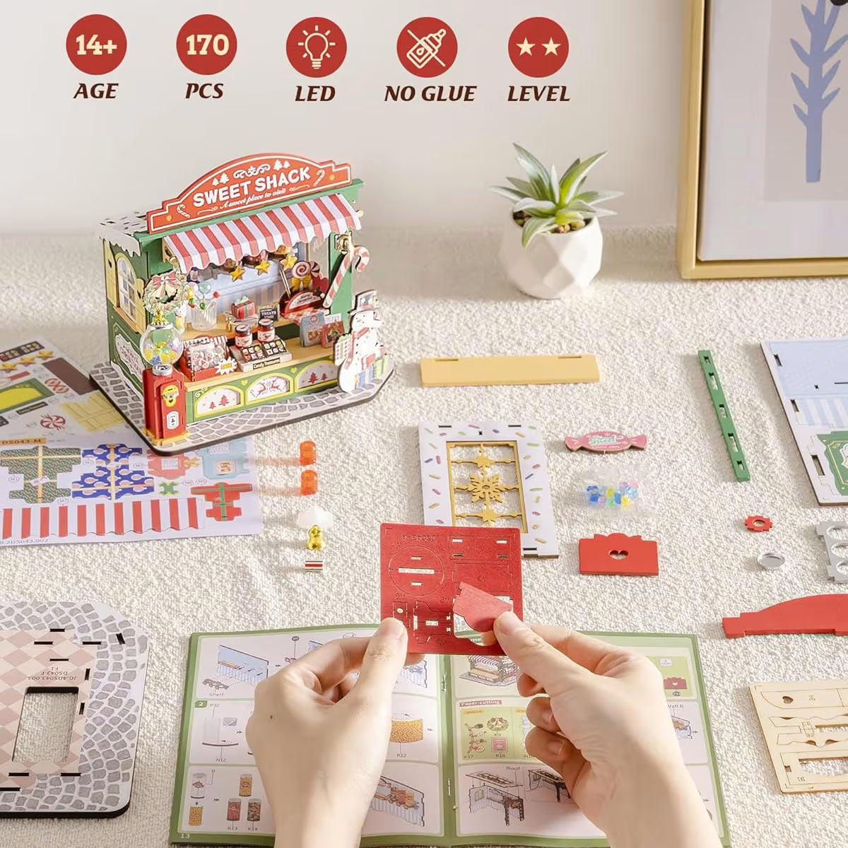 Rolife Christmas Sweet Shack DIY Miniature Dollhouse Kit - Little Worlds