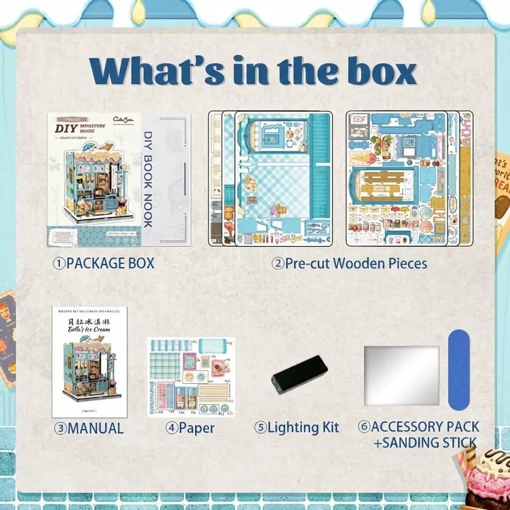 CuteBee Bella's Ice Cream Miniature House DIY Kit - Little Worlds