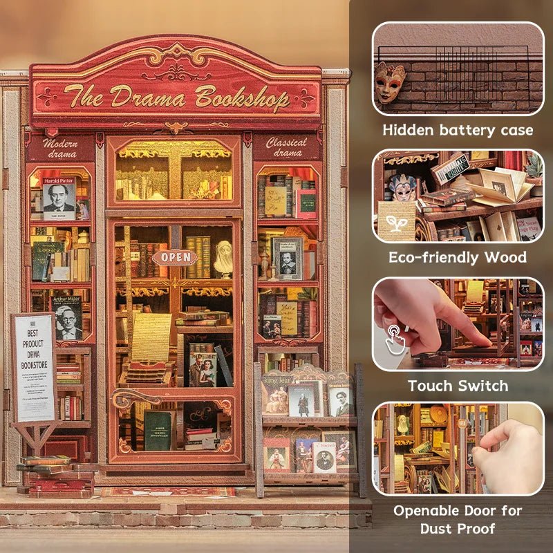 CuteBee Drama Bookstore Miniature House DIY Kit - Little Worlds