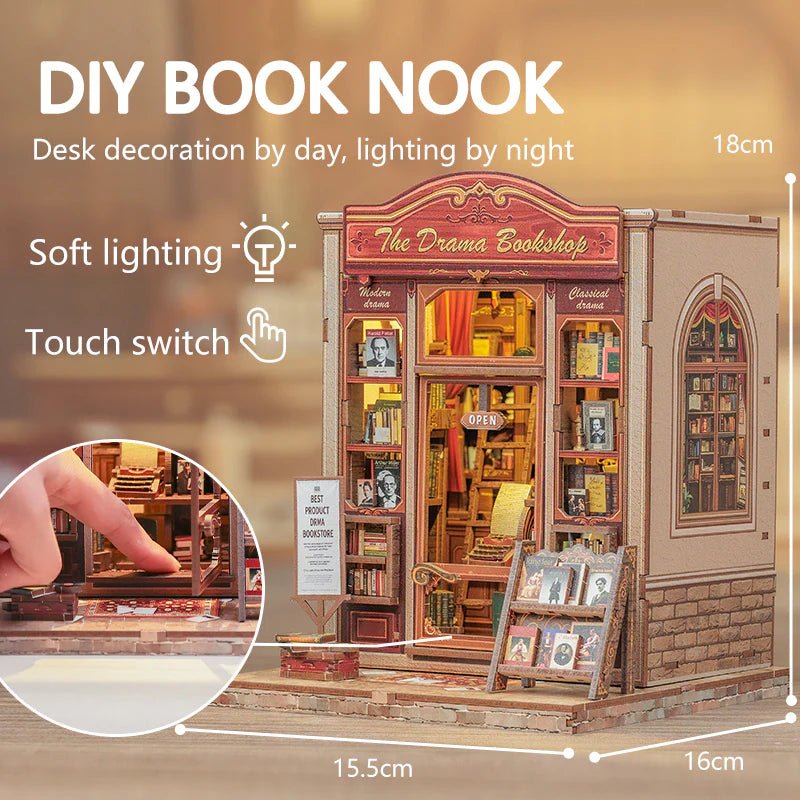 CuteBee Drama Bookstore Miniature House DIY Kit - Little Worlds