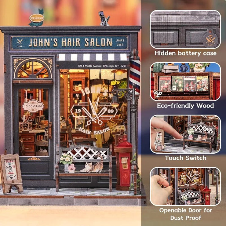 CuteBee John's Hair Salon miniature house DIY kit