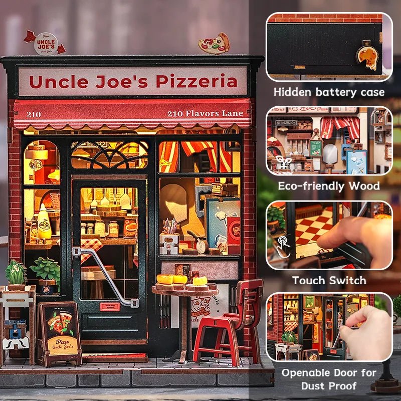 CuteBee Uncle Joe's Pizzeria Miniature House DIY Kit - Little Worlds