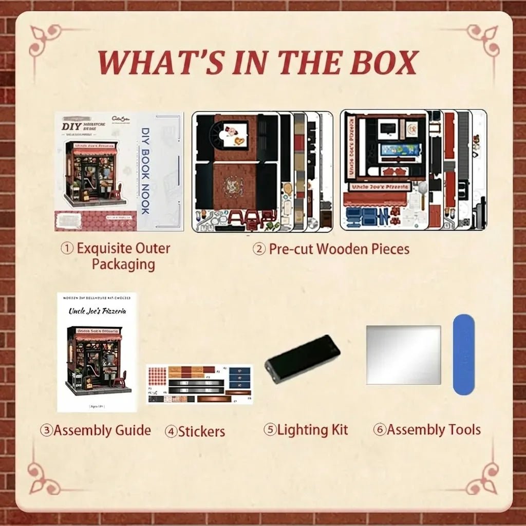 CuteBee Uncle Joe's Pizzeria Miniature House DIY Kit - Little Worlds