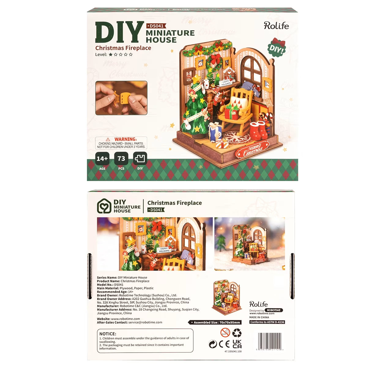 Rolife Christmas Fireplace DIY Miniature Kit - Little Worlds