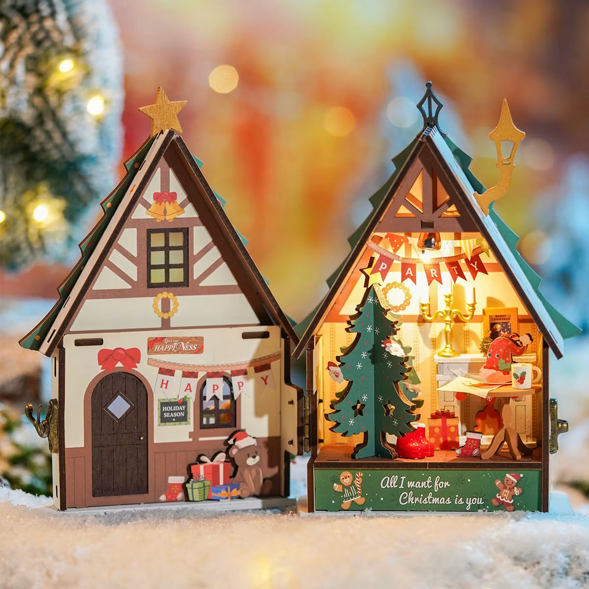 Rolife Twinkling Christmas House DIY Miniature Kit - Little Worlds