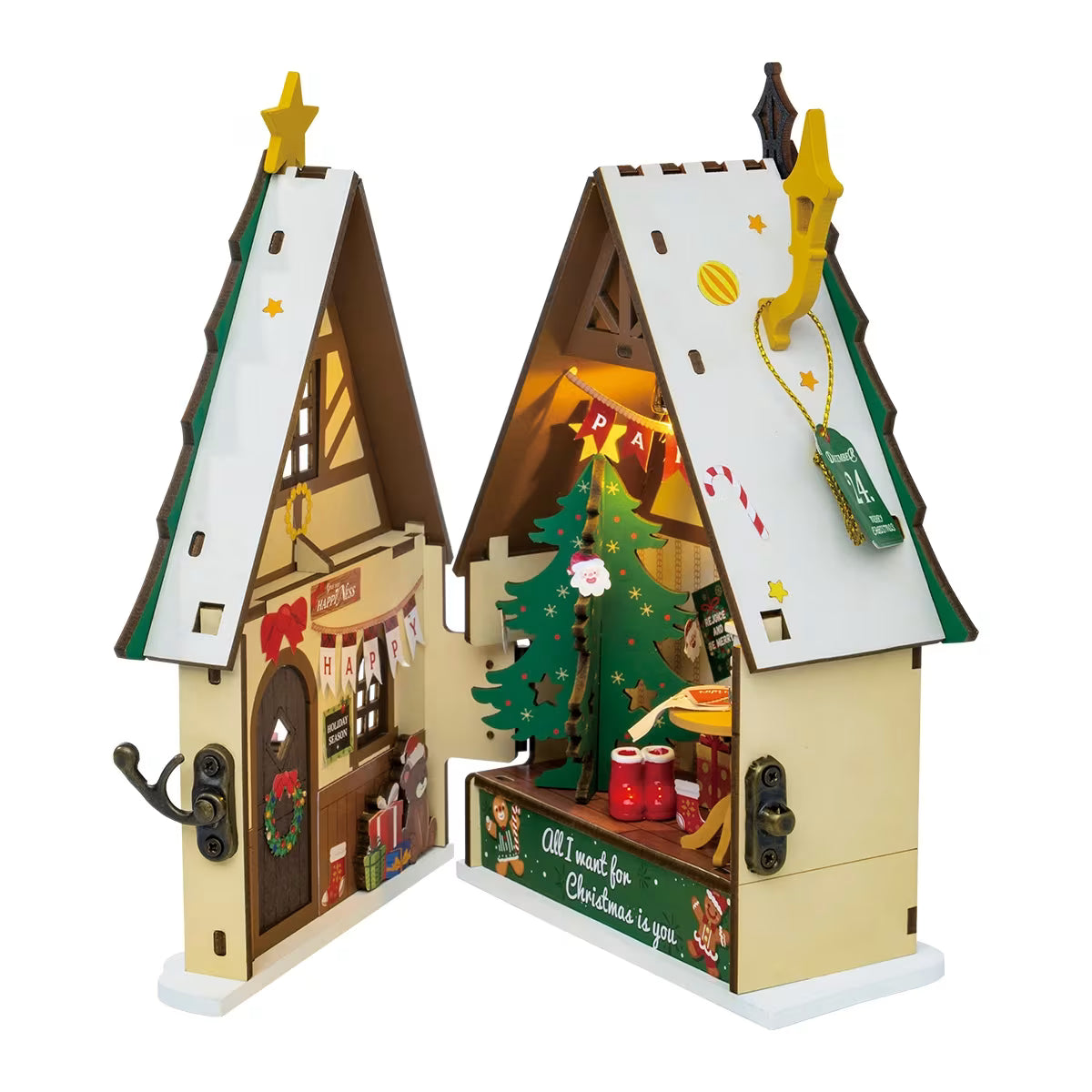 Rolife Twinkling Christmas House DIY Miniature Kit - Little Worlds