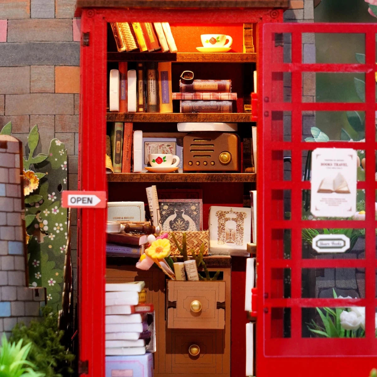 Rolife Blossom Book Booth DIY Miniature Model Kit - Little Worlds