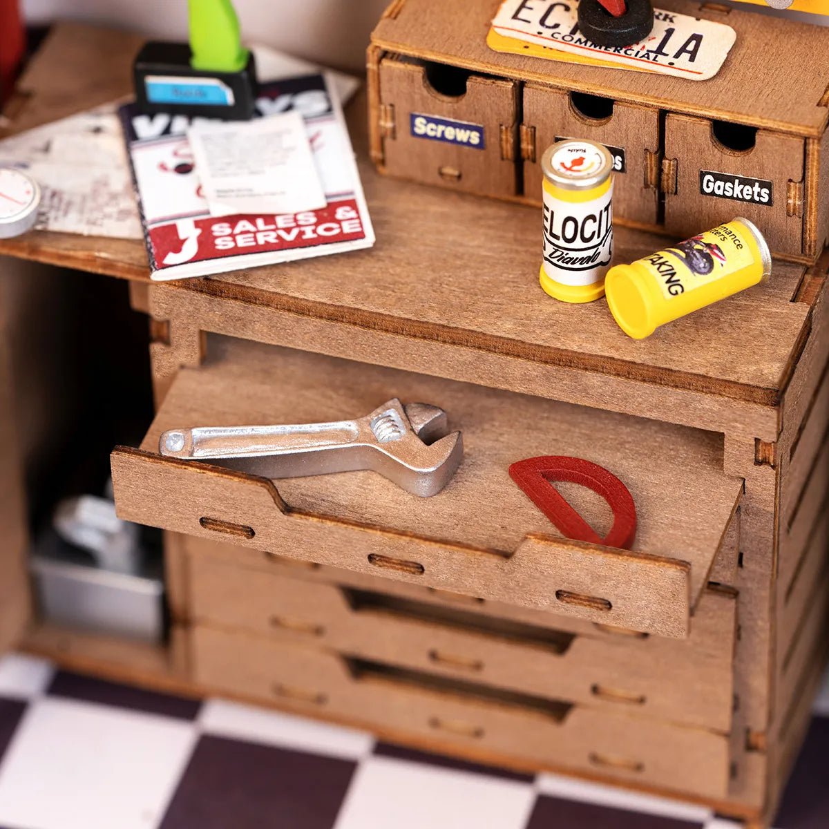 Rolife Garage Workshop DIY Miniature Kit - Little Worlds