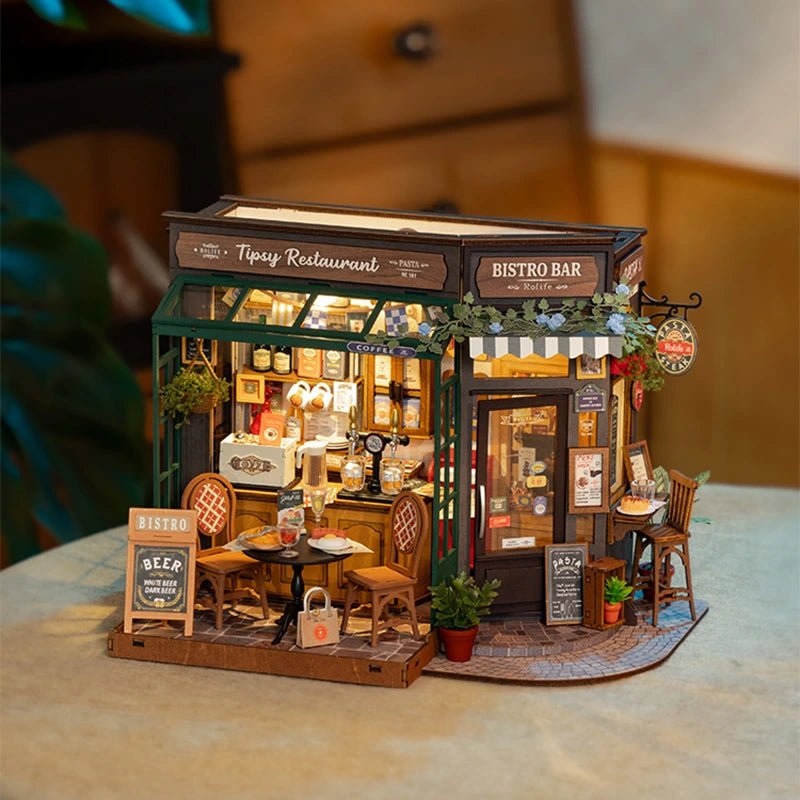 Rolife Tipsy Restaurant DIY Miniature Kit - Little Worlds