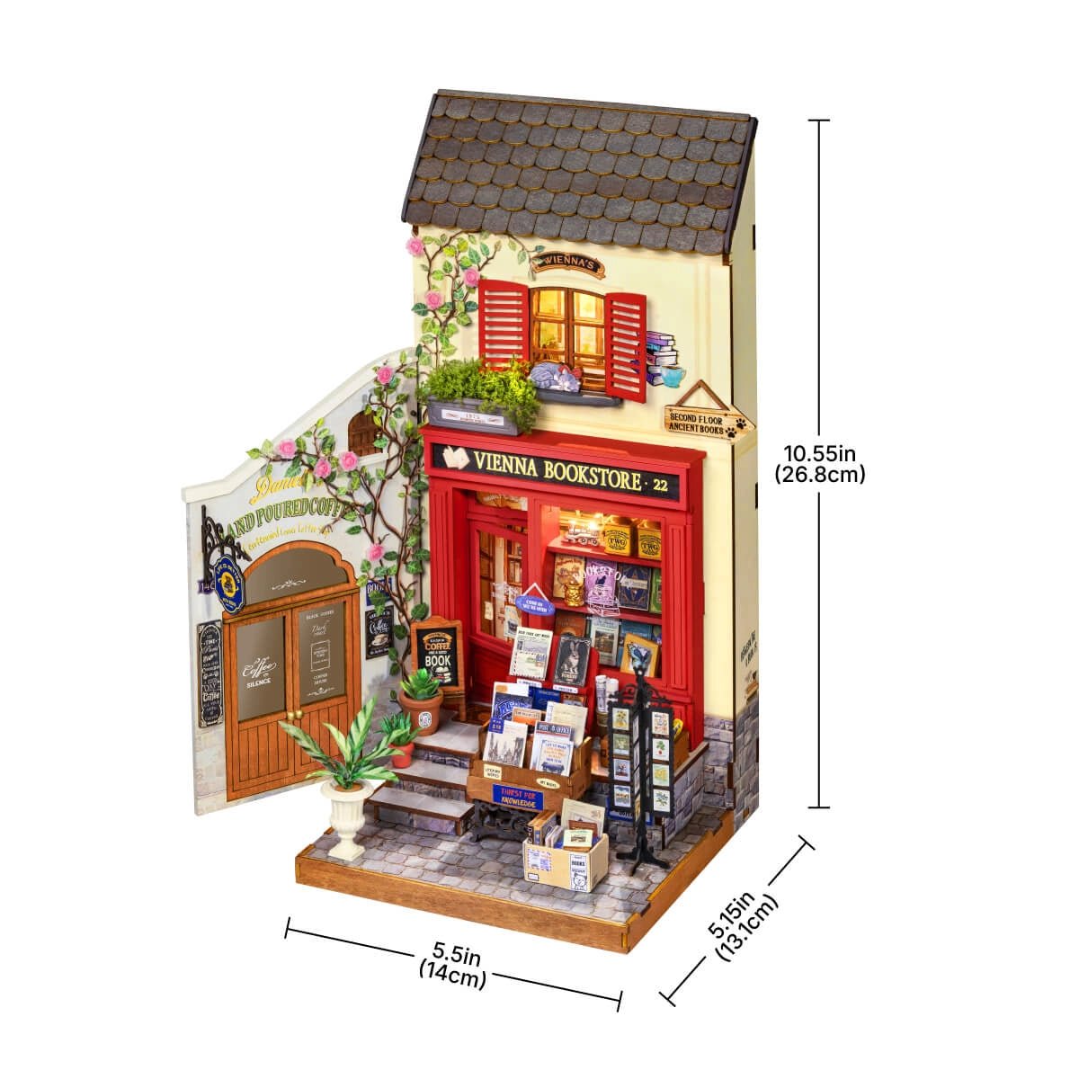Rolife Vienna Bookstore DIY Miniature Model Kit - Little Worlds