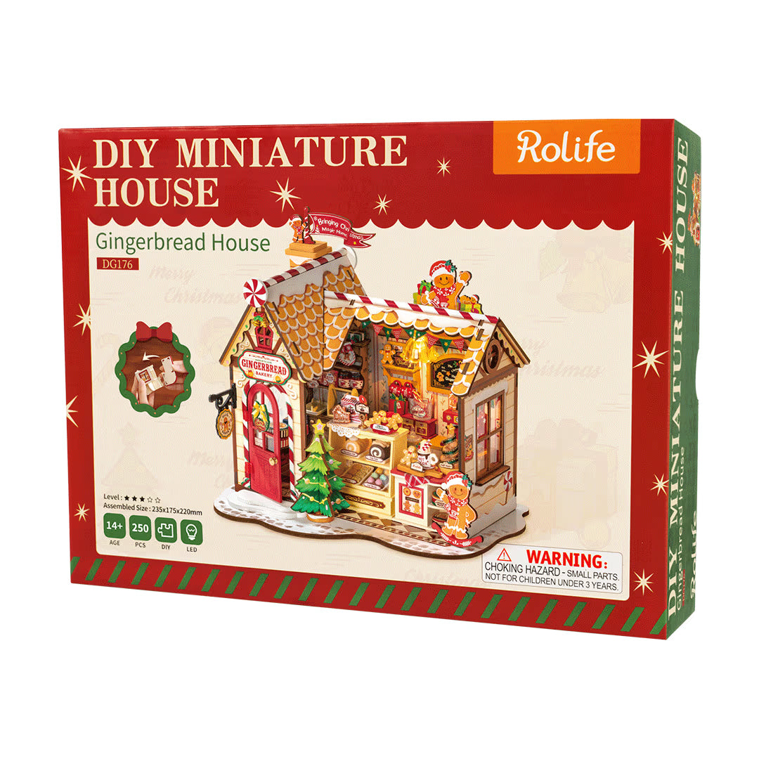 Rolife Gingerbread House Christmas DIY Miniature Kit - Little Worlds