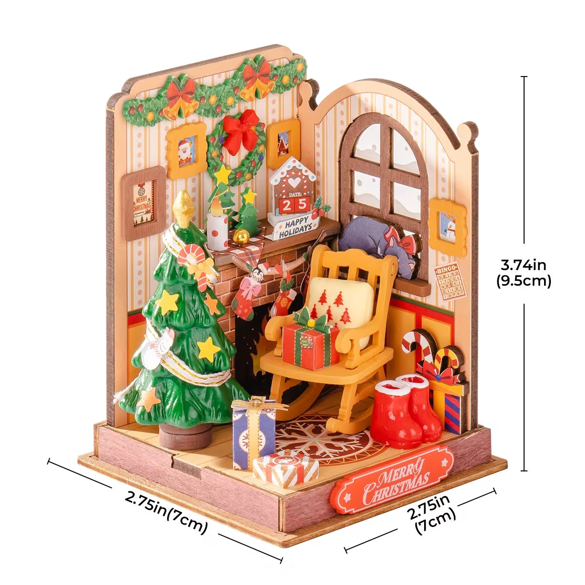 Rolife Christmas Fireplace DIY Miniature Kit - Little Worlds