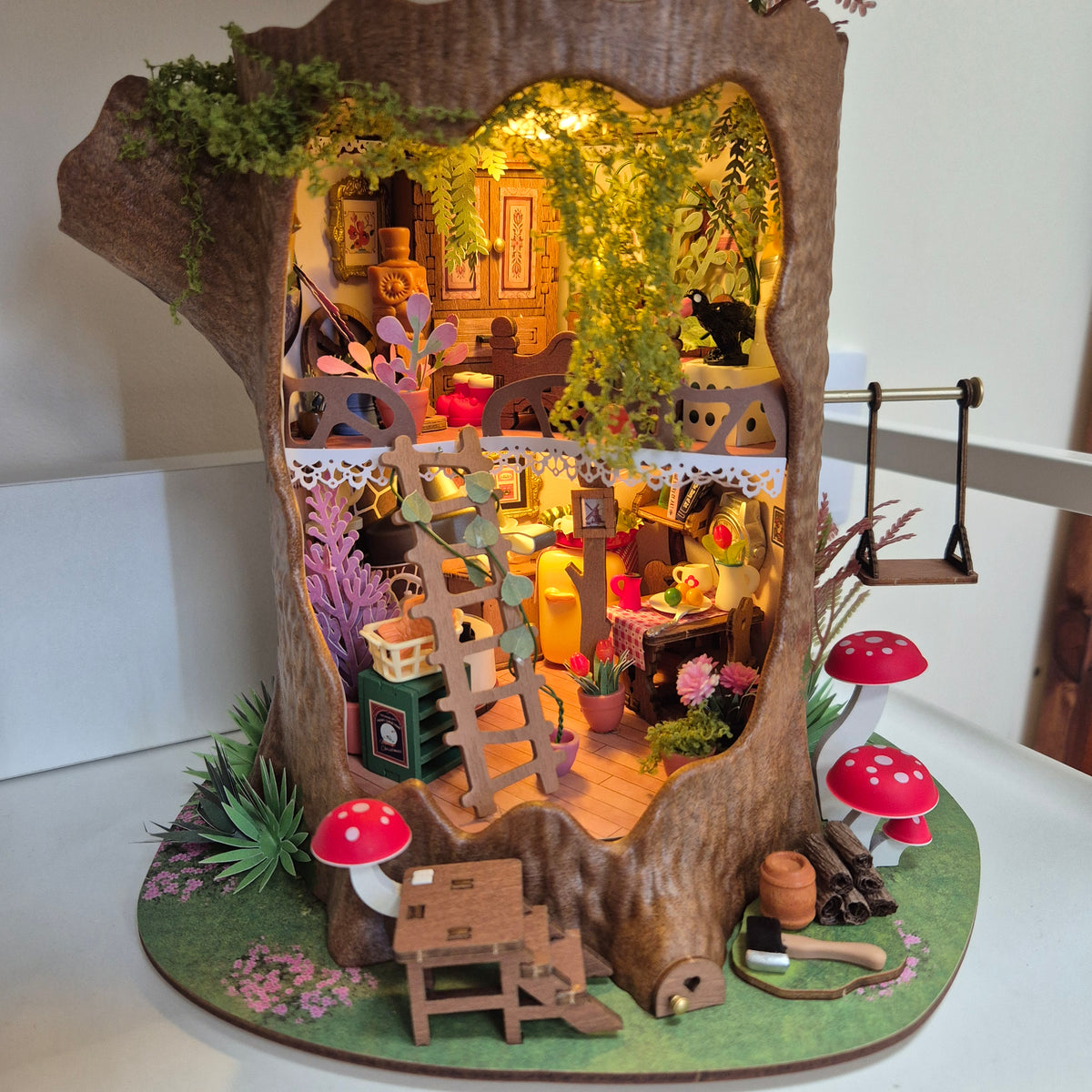 Finished glowing miniature kit on display