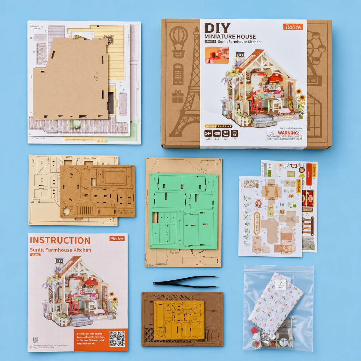 Rolife Sunlit Farmhouse Kitchen DIY Miniature Kit