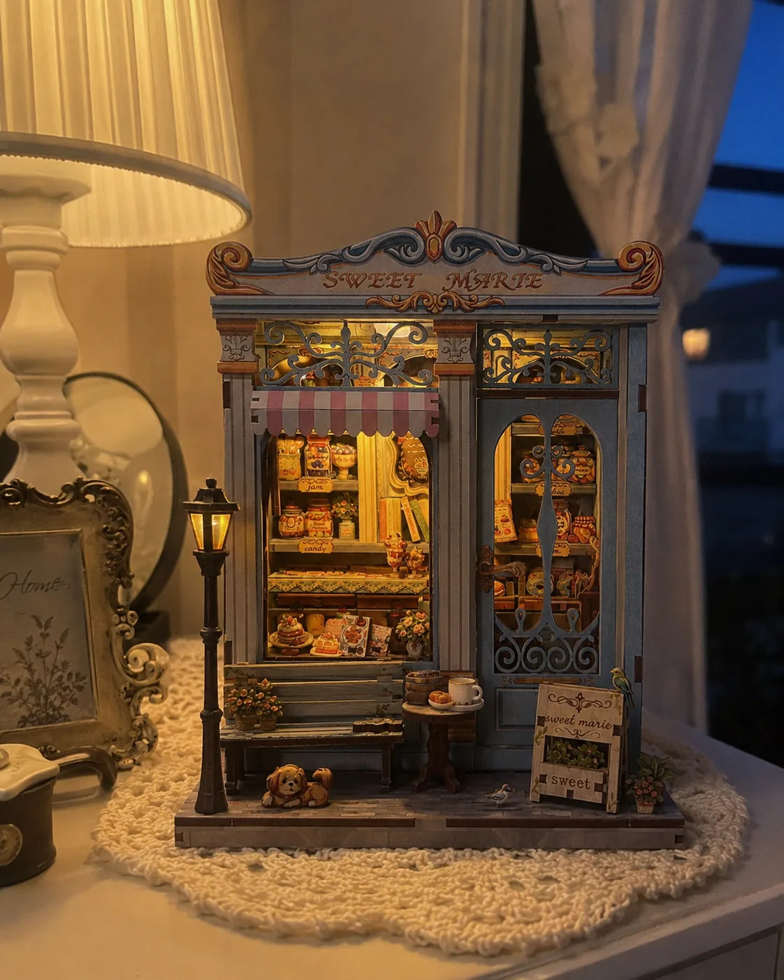 Finished glowing miniature kit on display