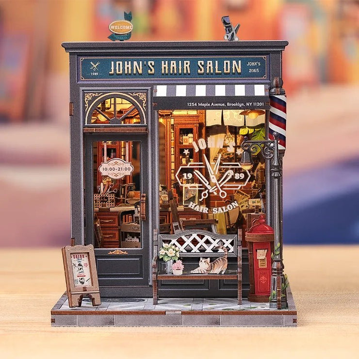 CuteBee John's Hair Salon miniature house DIY kit