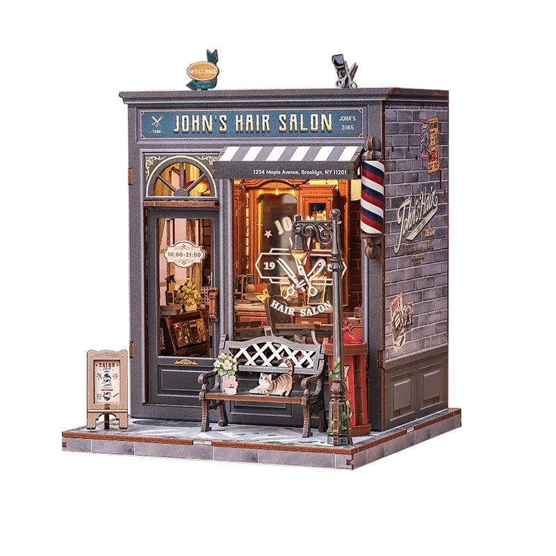 CuteBee John's Hair Salon Miniature House DIY Kit - Little Worlds