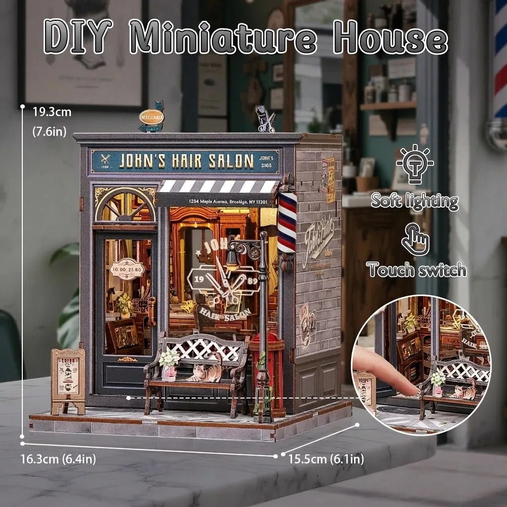 CuteBee John's Hair Salon Miniature House DIY Kit - Little Worlds