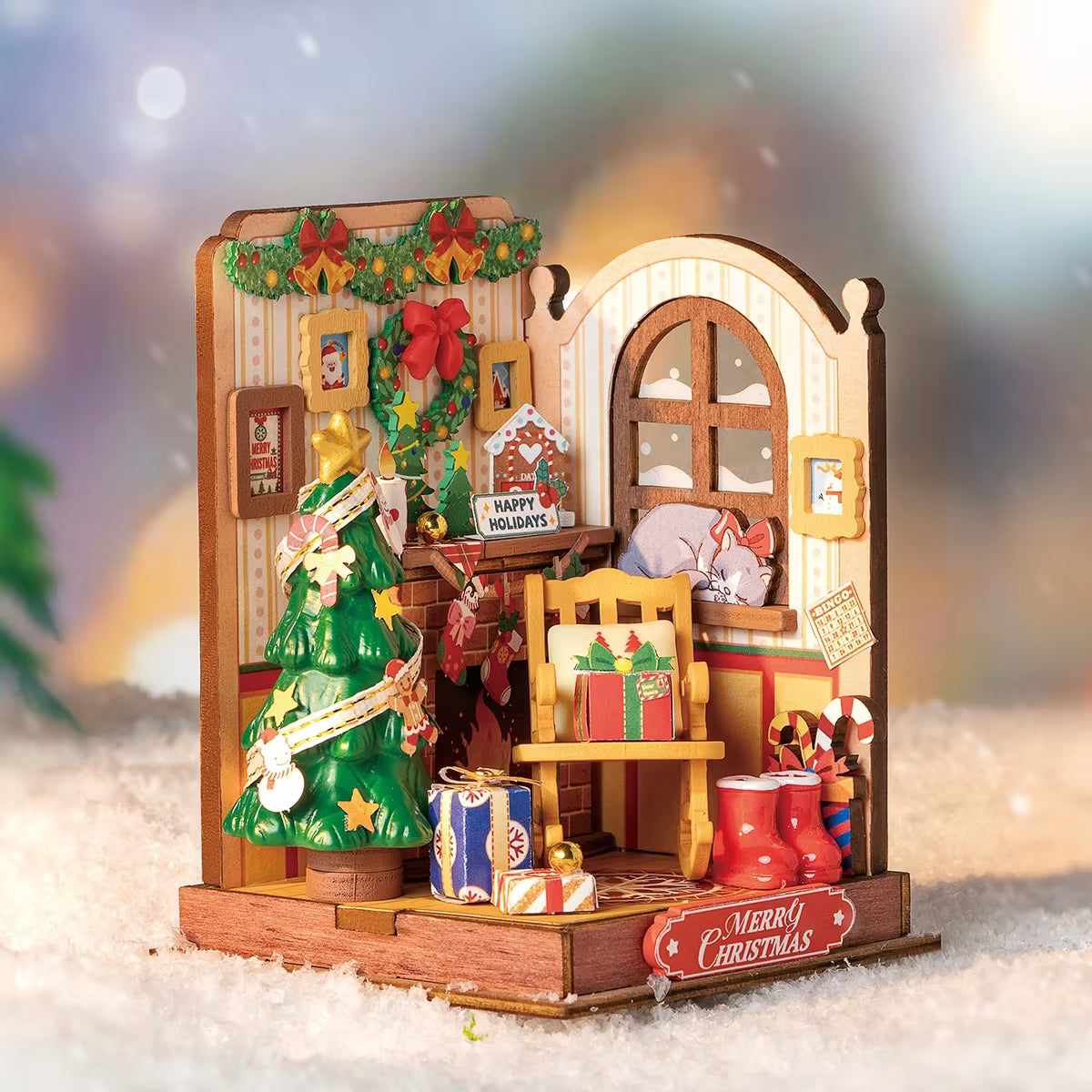 Rolife Christmas Fireplace DIY Miniature Kit - Little Worlds