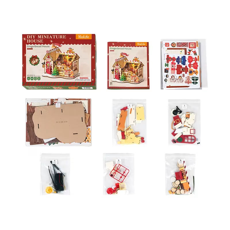 Rolife Gingerbread House Christmas DIY Miniature Kit - Little Worlds