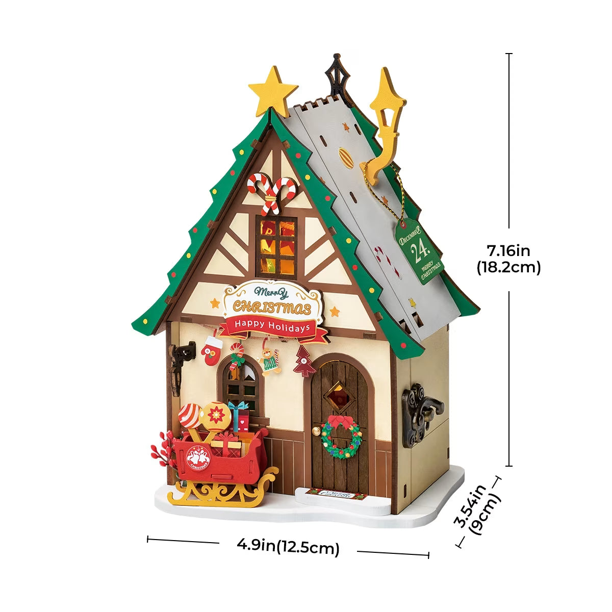 Rolife Twinkling Christmas House DIY Miniature Kit - Little Worlds