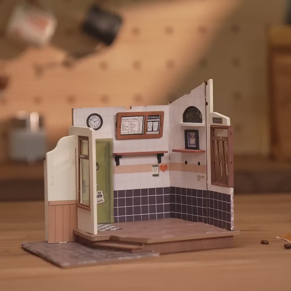 Rolife Coffee Shop DIY Miniature Kit video preview