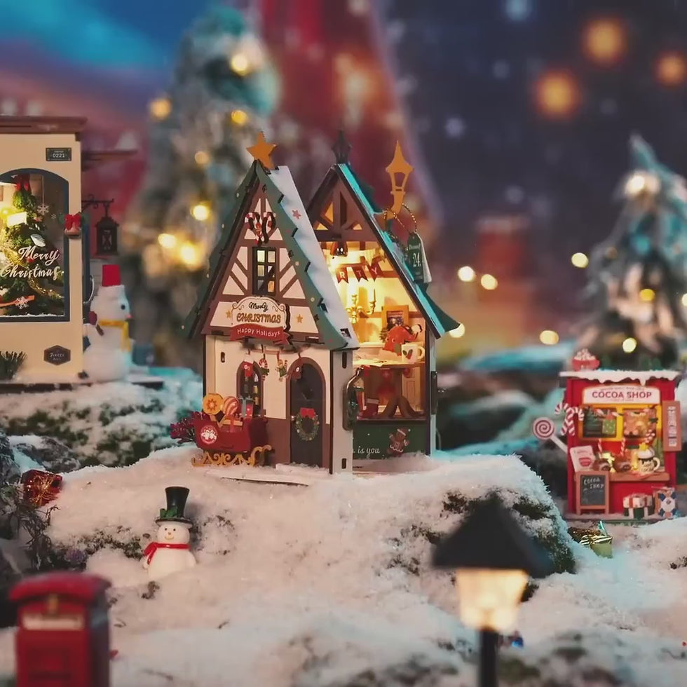 Rolife Twinkling Christmas House DIY Miniature Kit video preview