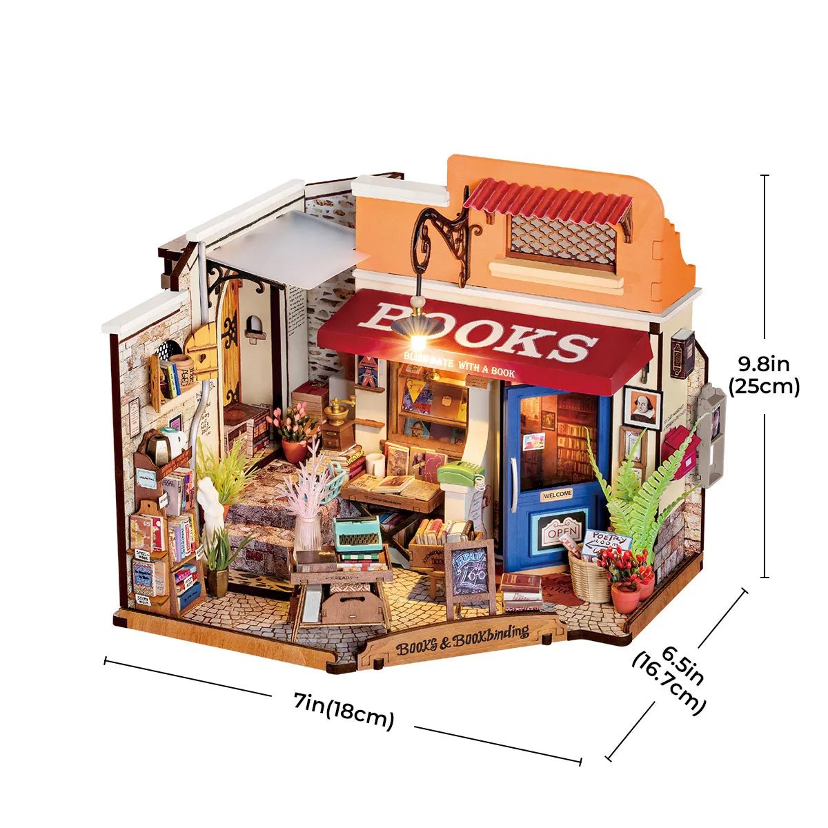 Rolife Corner Bookstore DIY Miniature Kit - Little Worlds