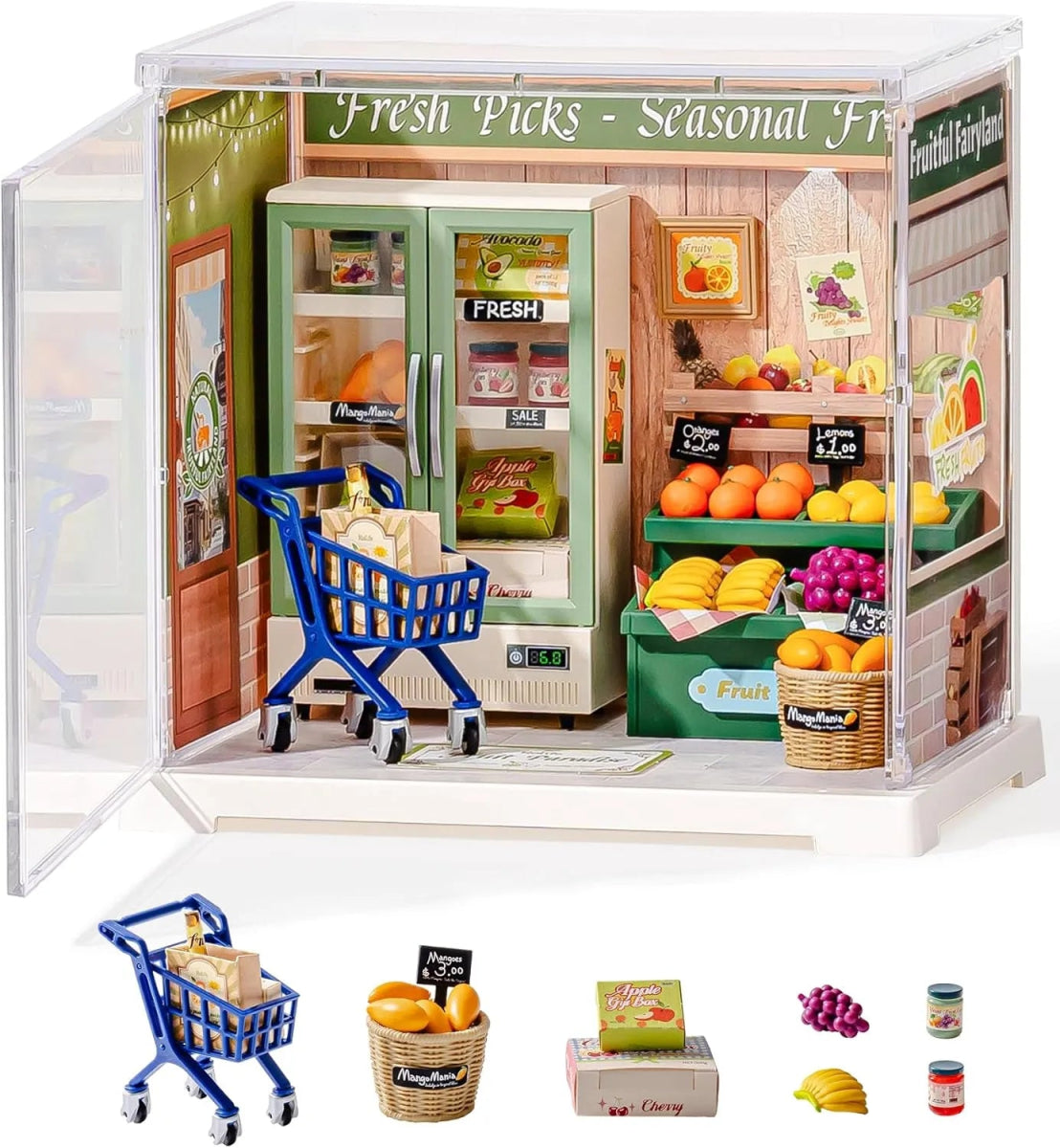 Rolife Mini Super Creator Nature Energy Fruit Shop DIY Miniature - Little Worlds
