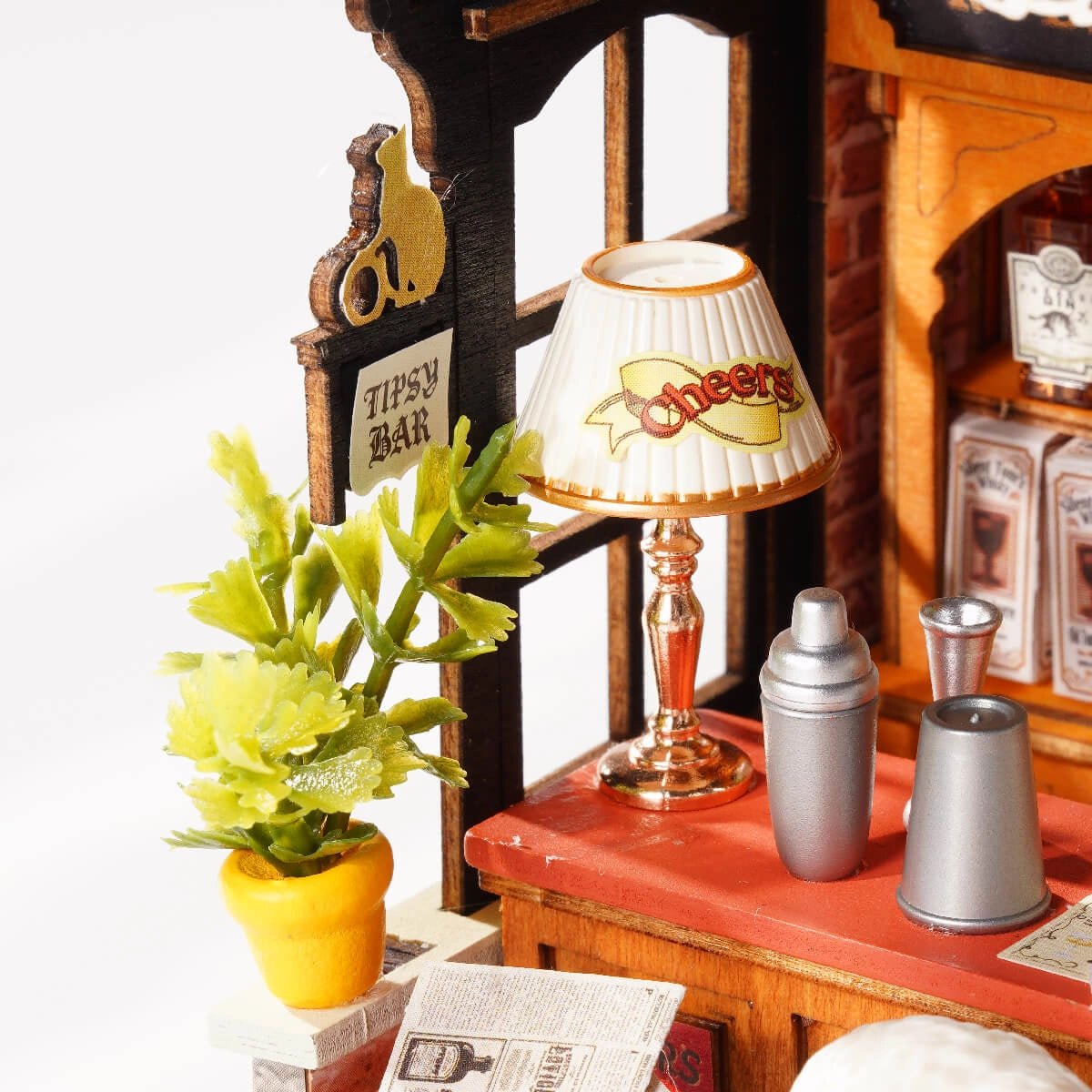 Rolife Tipsy Cat Bar DIY Miniature Kit - Little Worlds