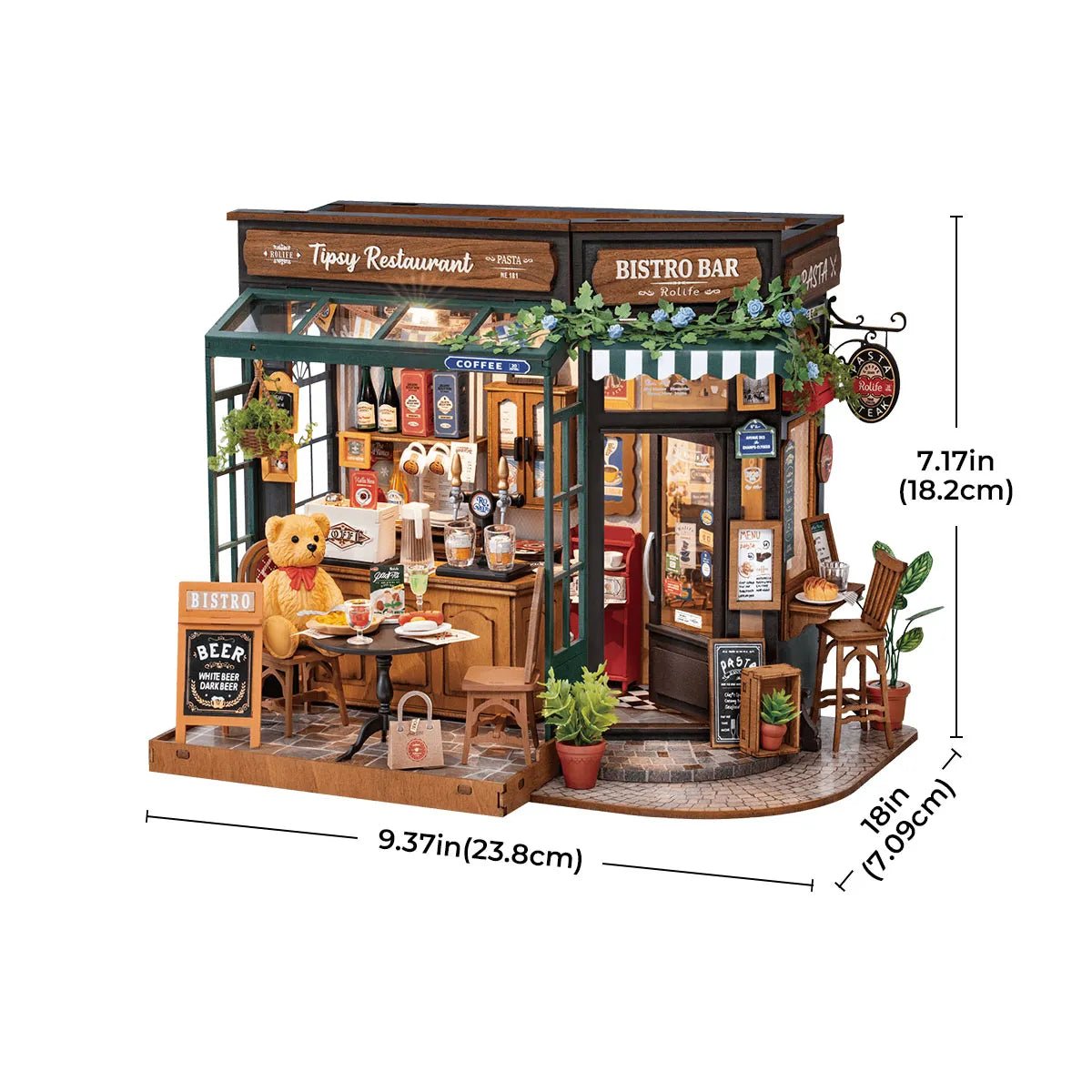 Rolife Tipsy Restaurant DIY Miniature Kit - Little Worlds