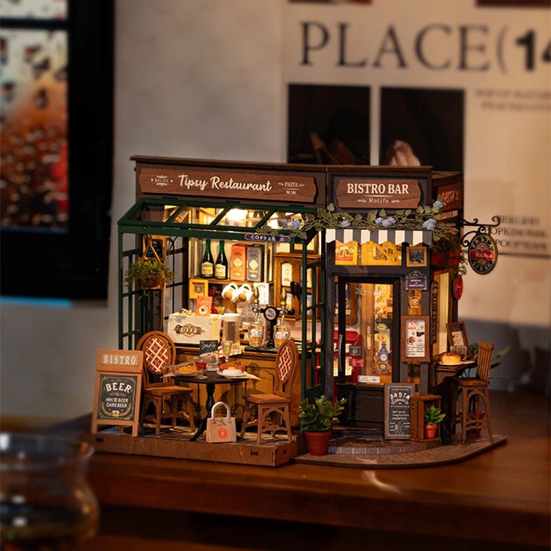 Rolife Tipsy Restaurant DIY Miniature Kit - Little Worlds